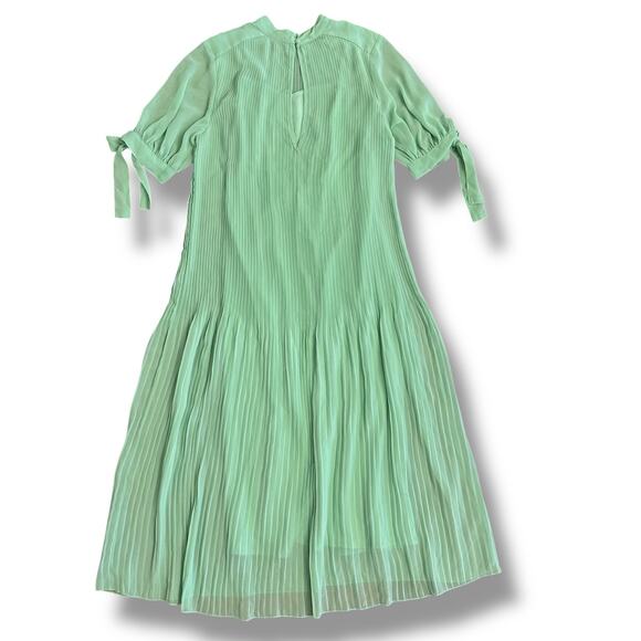 ASOS DESIGN Mint Green Pleated Chiffon Midi Dress Size 6 Mock Neck Wedding Guest - Picture 6 of 11